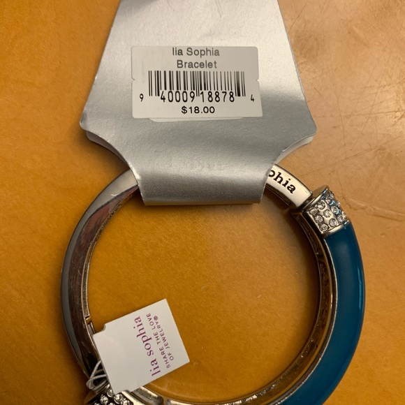 Lia Sophia teal n silver colored stretchy bangle - Picture 4 of 9